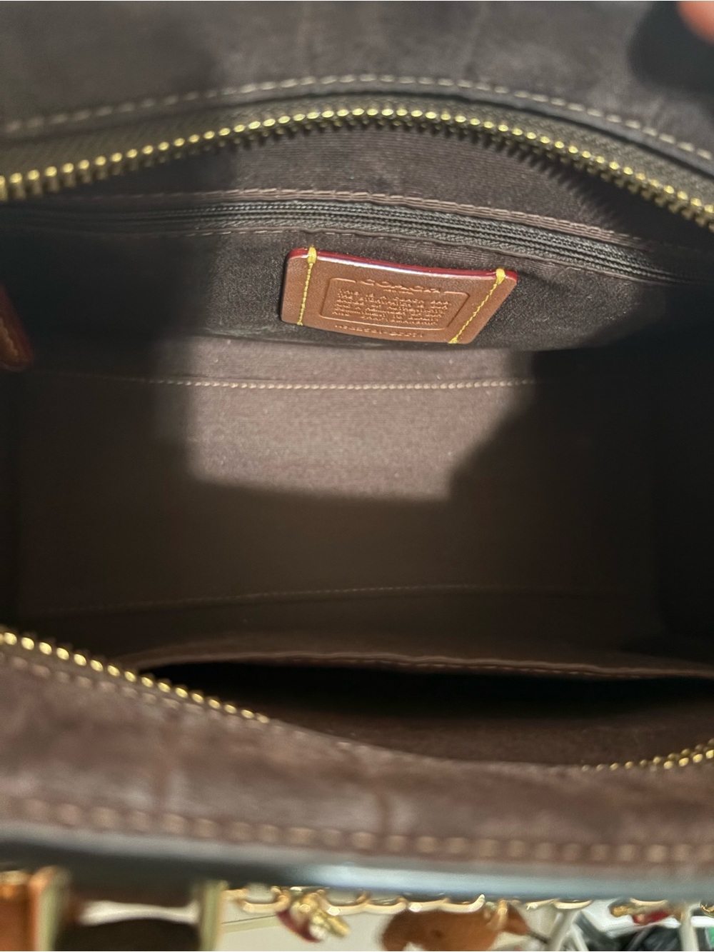 COACH Dark Brown Croc-Embossed Satchel Maggie Small Tote Bag. - Picture 9 of 13